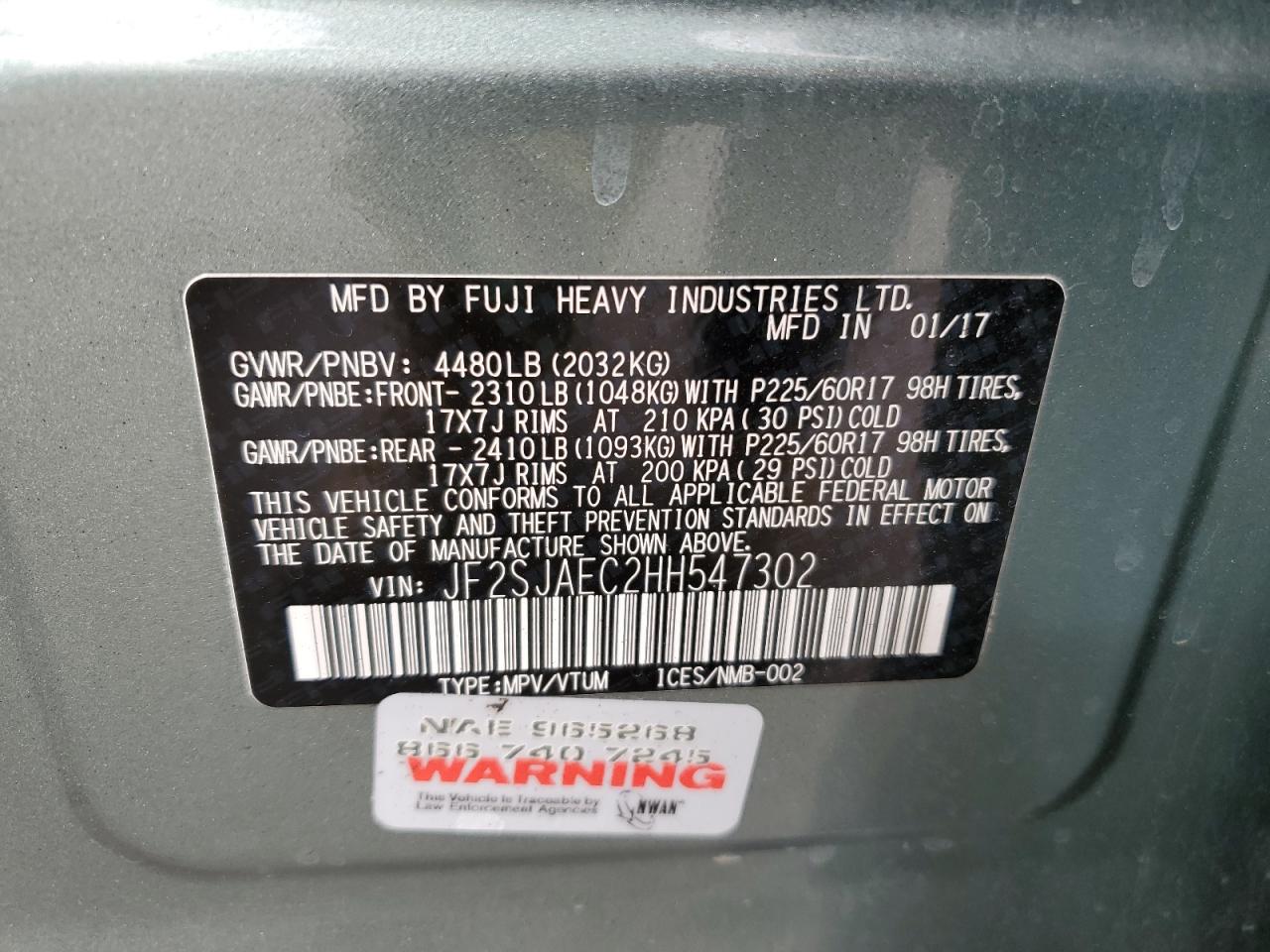 Lot #2955462557 2017 SUBARU FORESTER 2