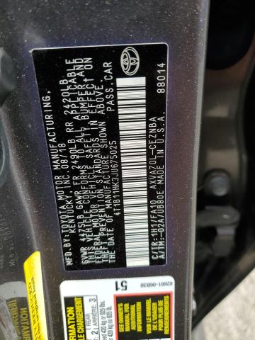 2018 TOYOTA CAMRY L - 4T1B11HK3JU675025