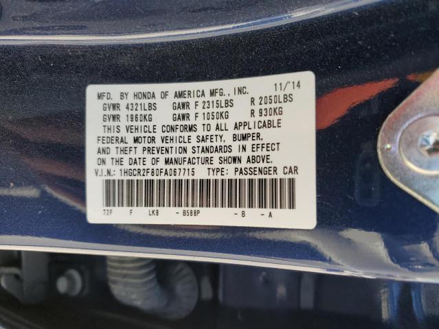 VIN 1HGCR2F80FA067715 2015 Honda Accord, Exl no.13