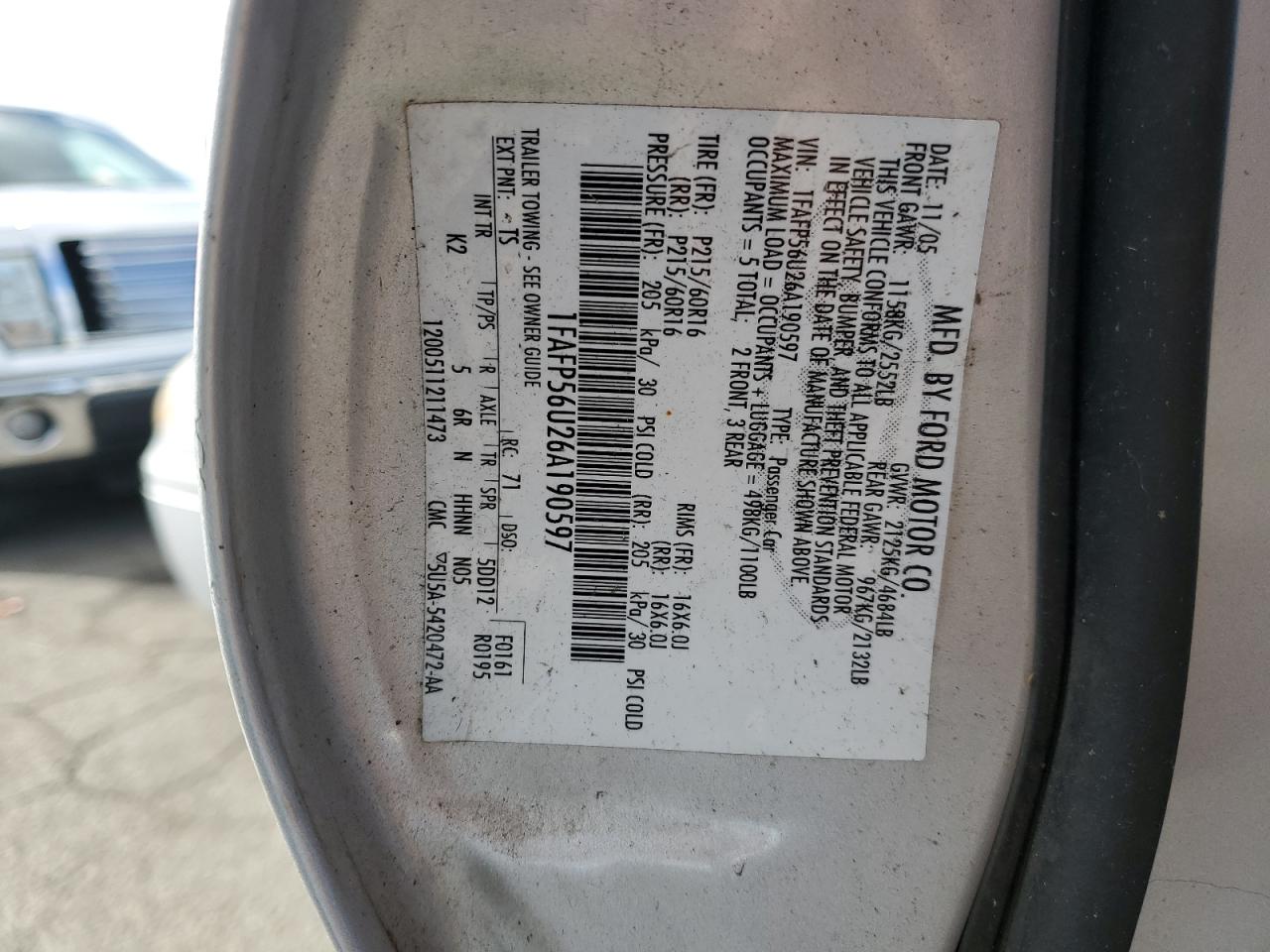 Lot #2960366732 2006 FORD TAURUS SEL