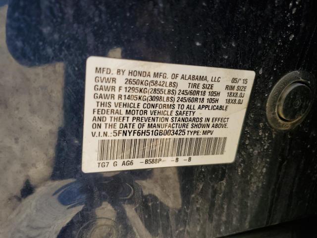 2016 HONDA PILOT EXL - 5FNYF6H51GB003425