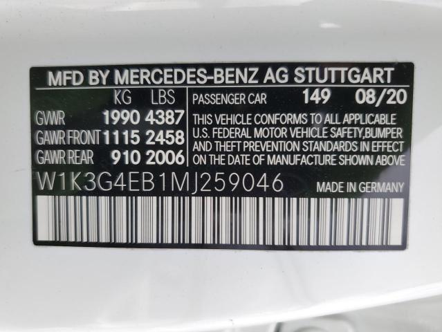 VIN W1K3G4EB1MJ259046 2021 MERCEDES-BENZ A-CLASS no.12