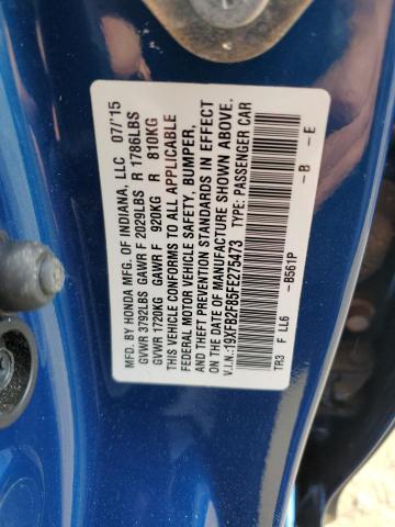 VIN 19XFB2F85FE275473 2015 Honda Civic, EX no.12