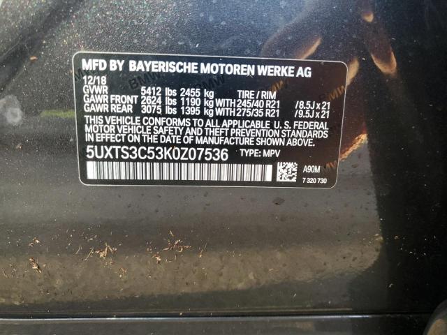 2019 BMW X3 XDRIVEM - 5UXTS3C53K0Z07536