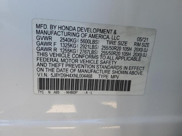 2022 ACURA MDX TECHNO - 5J8YD9H4XNL004468