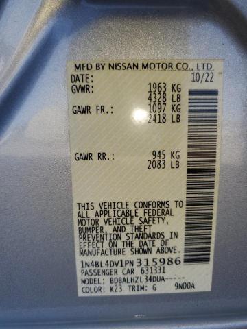 VIN 1N4BL4DV1PN315986 2023 Nissan Altima, SV no.12