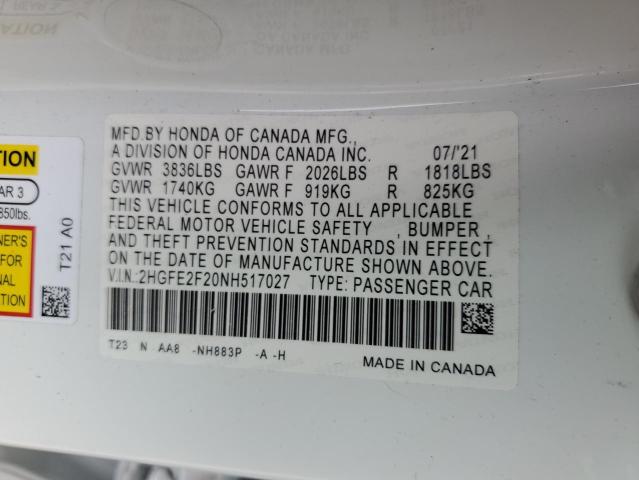 2022 HONDA CIVIC LX - 2HGFE2F20NH517027
