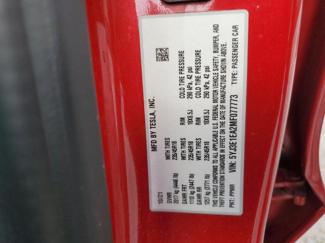 2021 TESLA MODEL 3 - 5YJ3E1EA2MF077773