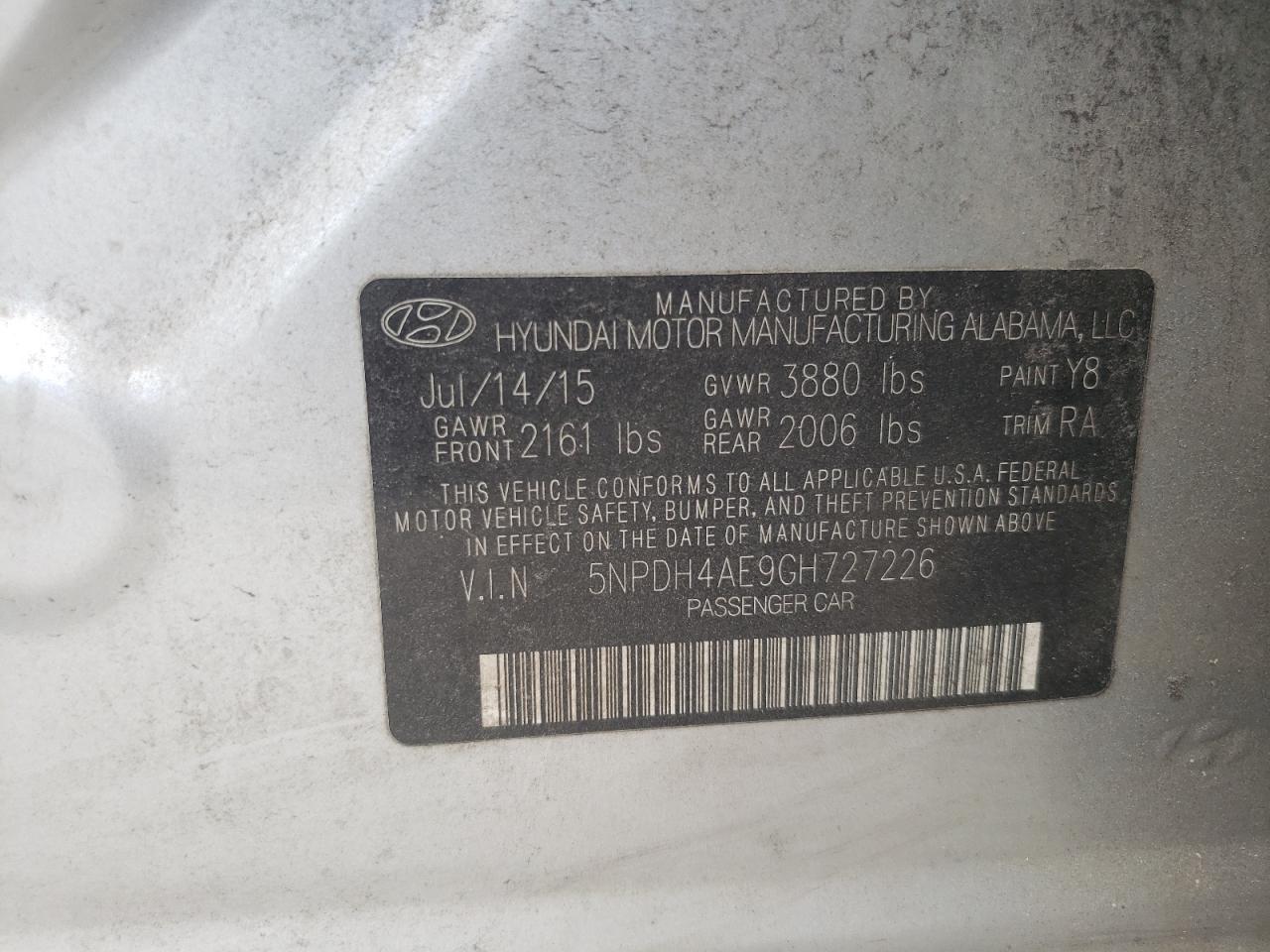 Lot #3029686080 2016 HYUNDAI ELANTRA SE