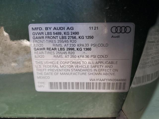 2022 AUDI Q5 PRESTIG WA1FAAFYXN2044880