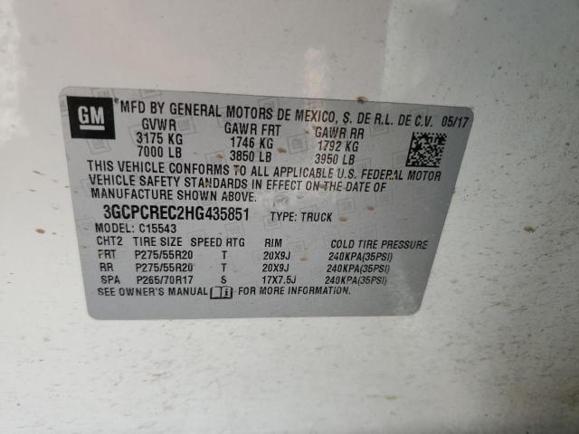 2017 CHEVROLET SILVERADO - 3GCPCREC2HG435851