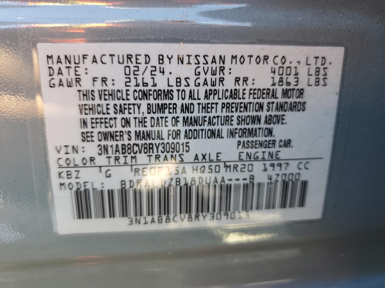 Lot #2995909998 2024 NISSAN SENTRA SV