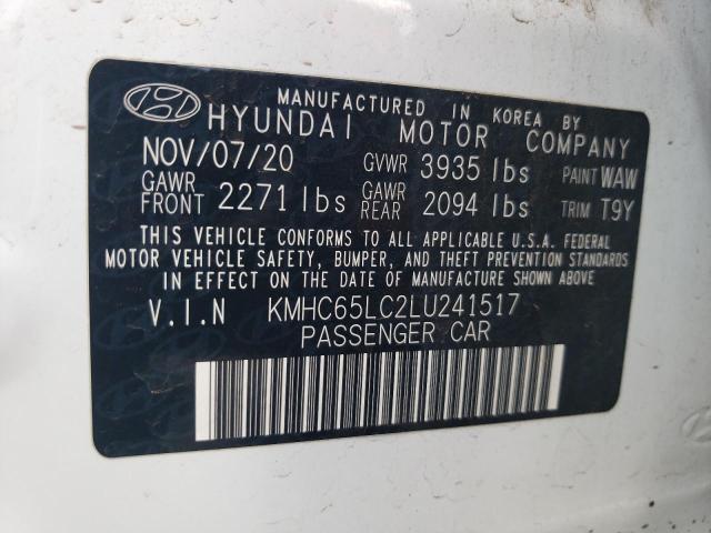 VIN KMHC65LC2LU241517 2020 Hyundai Ioniq, Blue no.13