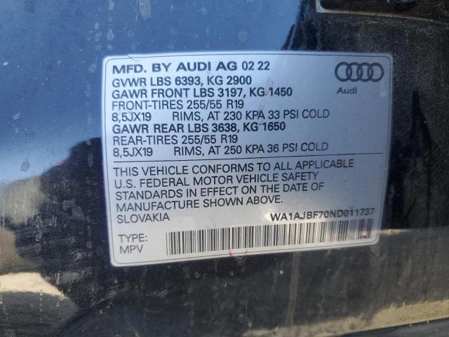 VIN WA1AJBF70ND011737 2022 AUDI Q7 no.14