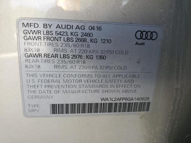 2016 AUDI Q5 PREMIUM - WA1L2AFP6GA140926