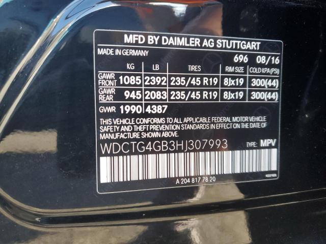 VIN WDCTG4GB3HJ307993 2017 MERCEDES-BENZ GLA-CLASS no.12