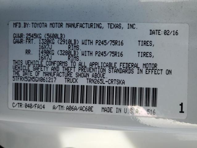 2016 TOYOTA TACOMA ACC - 5TFRX5GN5GX061217