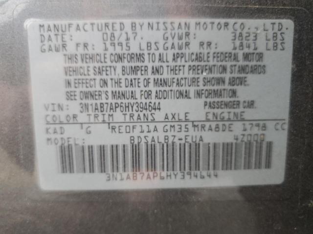 2017 NISSAN SENTRA S - 3N1AB7AP6HY394644