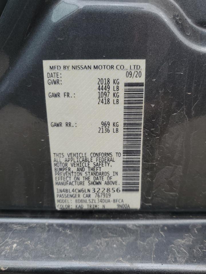 Lot #2926586867 2020 NISSAN ALTIMA SR