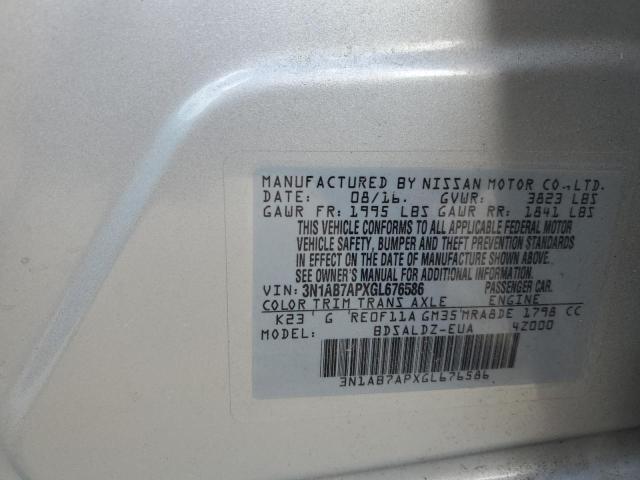 2016 NISSAN SENTRA S - 3N1AB7APXGL676586