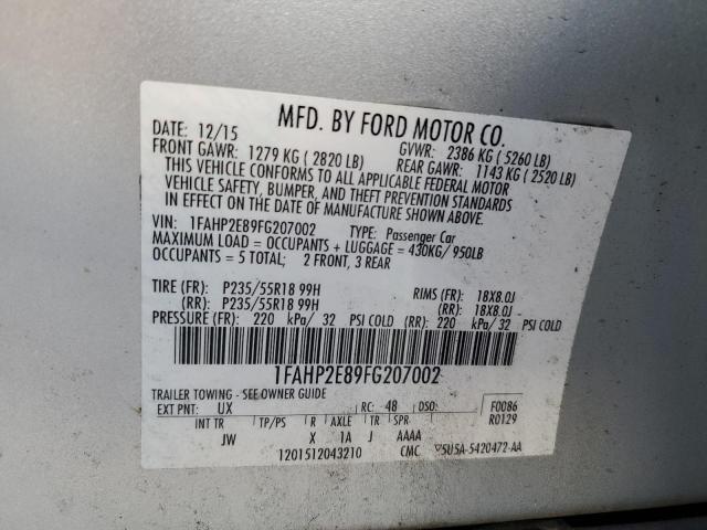 VIN 1FAHP2E89FG207002 2015 Ford Taurus, Sel no.12