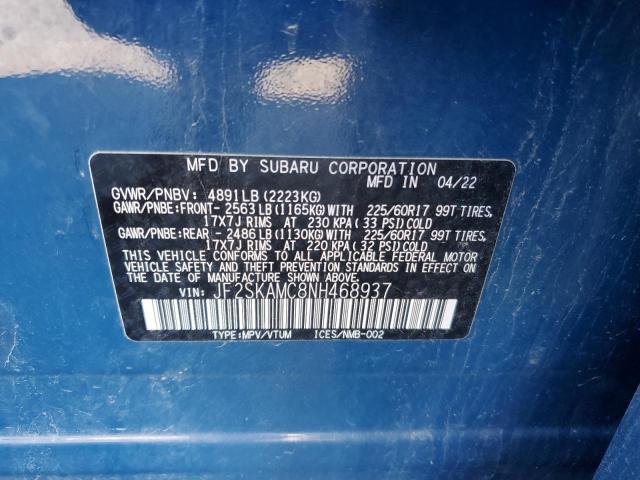 2022 SUBARU FORESTER W - JF2SKAMC8NH468937