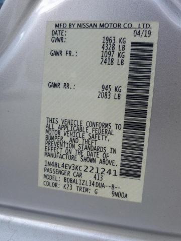 2019 NISSAN ALTIMA SL - 1N4BL4EV3KC221241
