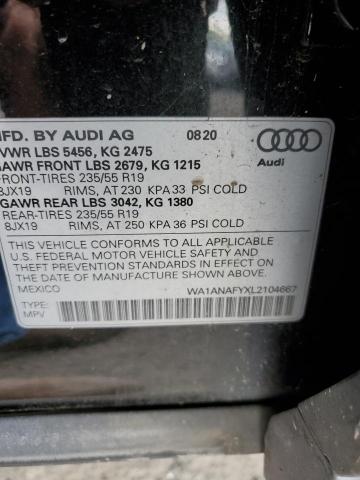 VIN WA1ANAFYXL2104667 2020 AUDI Q5 no.12