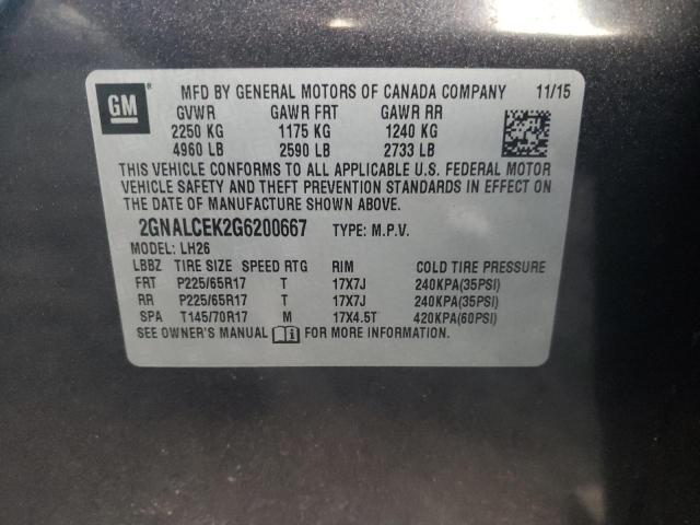 2016 CHEVROLET EQUINOX LT - 2GNALCEK2G6200667