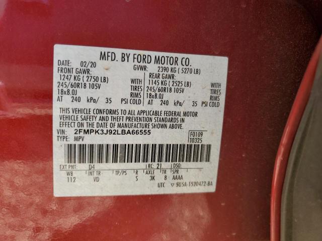 2020 FORD EDGE SEL - 2FMPK3J92LBA66555