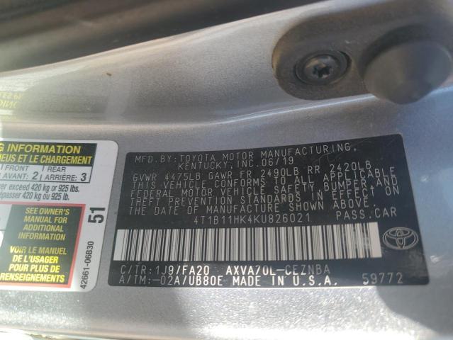 2019 TOYOTA CAMRY L - 4T1B11HK4KU826021
