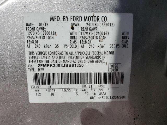 2018 FORD EDGE SEL - 2FMPK3J93JBB61350