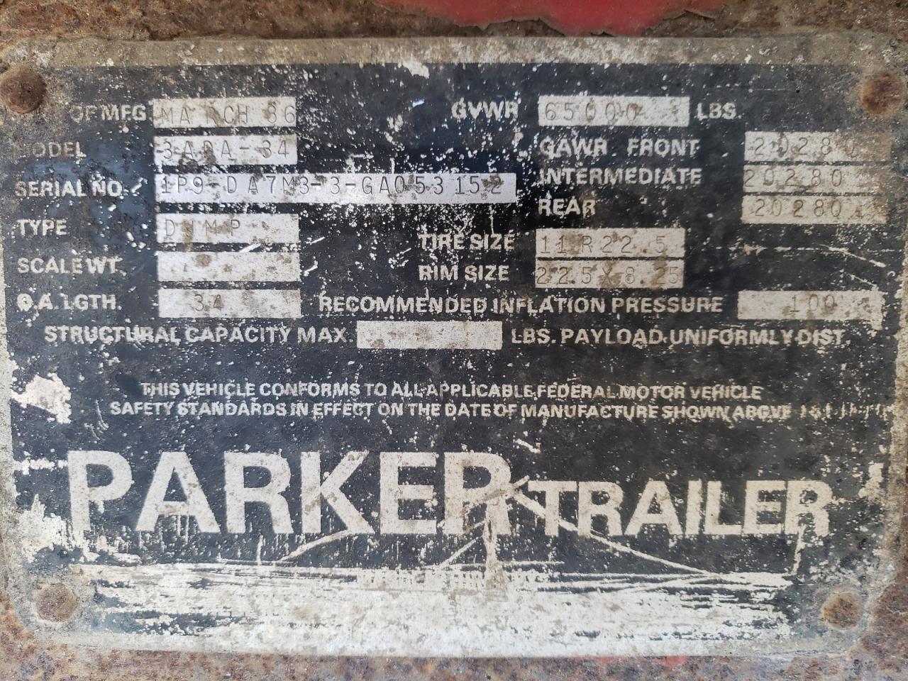 Lot #2974811179 1986 OTHER TRAILER