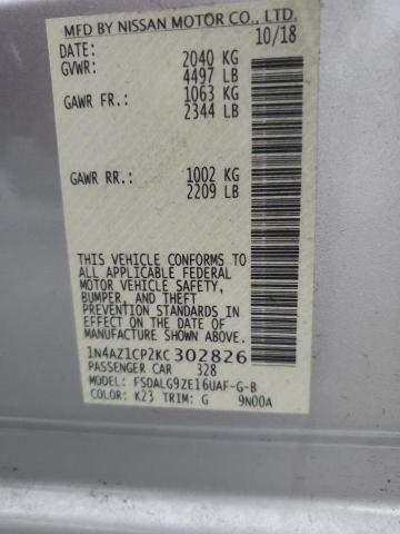 VIN 1N4AZ1CP2KC302826 2019 Nissan Leaf, S no.12