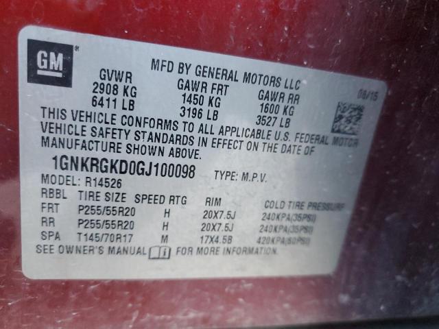 2016 CHEVROLET TRAVERSE L - 1GNKRGKD0GJ100098