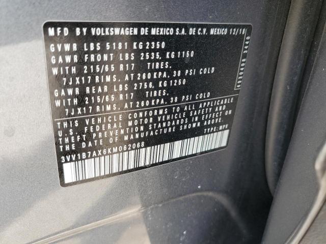 2019 VOLKSWAGEN TIGUAN S - 3VV1B7AX6KM062068