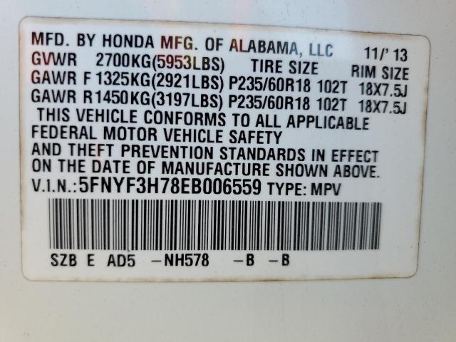 VIN 5FNYF3H78EB006559 2014 Honda Pilot, Exln no.13