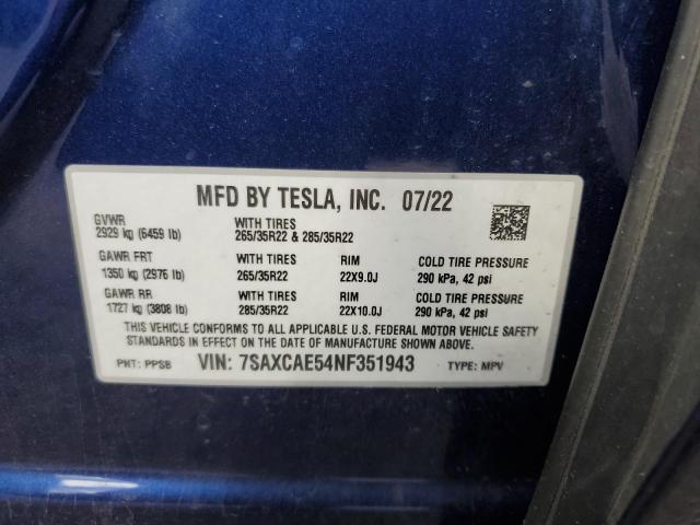 2022 TESLA MODEL X - 7SAXCAE54NF351943