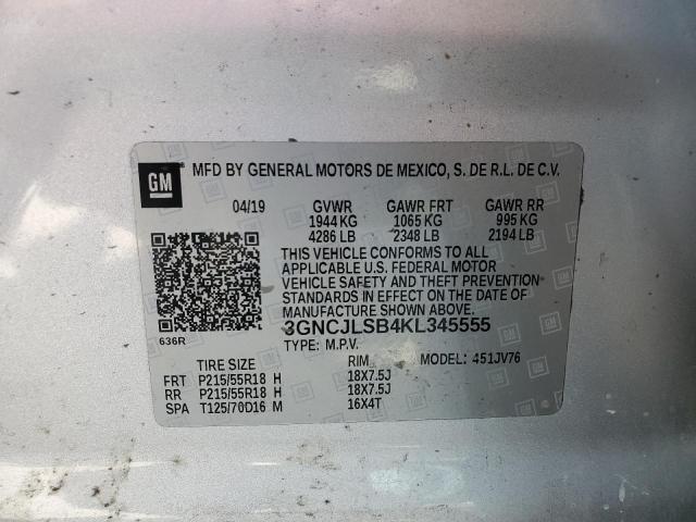 2019 CHEVROLET TRAX 1LT - 3GNCJLSB4KL345555