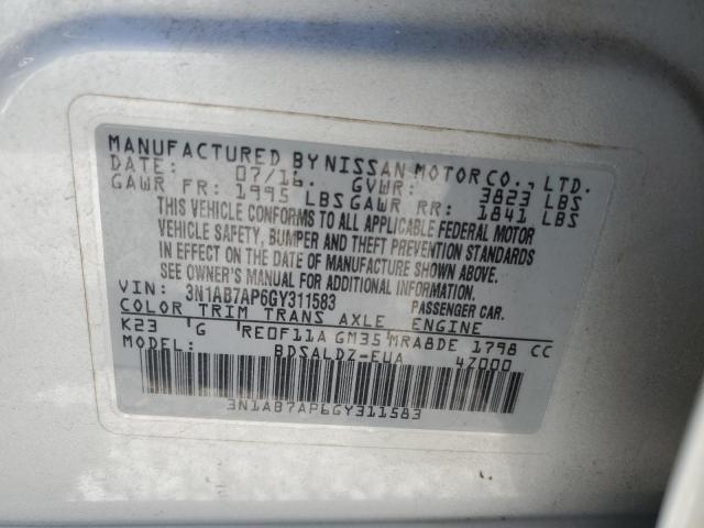 VIN 3N1AB7AP6GY311583 2016 Nissan Sentra, S no.13