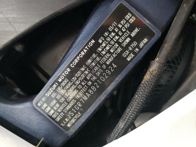 2011 SUZUKI GSX750 - JS1GR7MA8B2102924