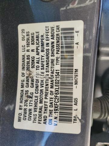 2020 HONDA CIVIC LX - 19XFC2F6XLE021541