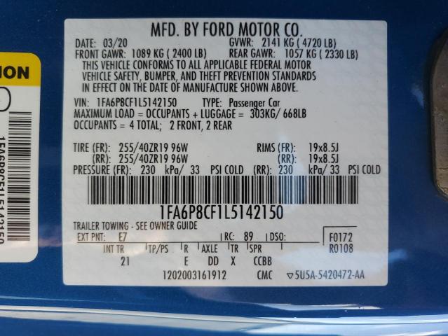 2020 FORD MUSTANG GT - 1FA6P8CF1L5142150