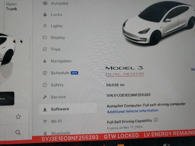 2022 TESLA MODEL 3 - 5YJ3E1EC9NF255293