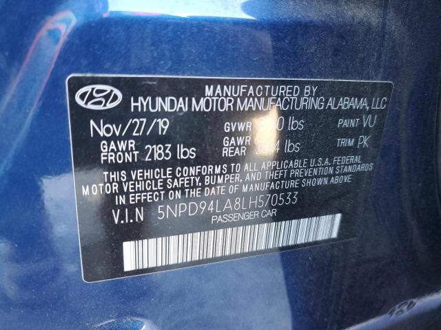 VIN 5NPD94LA8LH570533 2020 Hyundai Elantra, Eco no.12