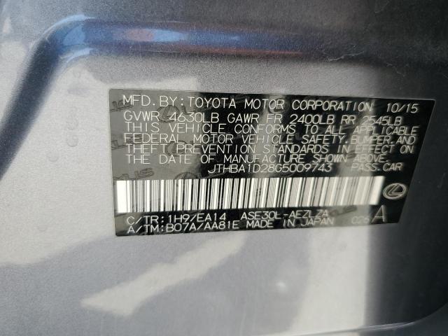 VIN JTHBA1D28G5009743 2016 Lexus IS, 200T no.12