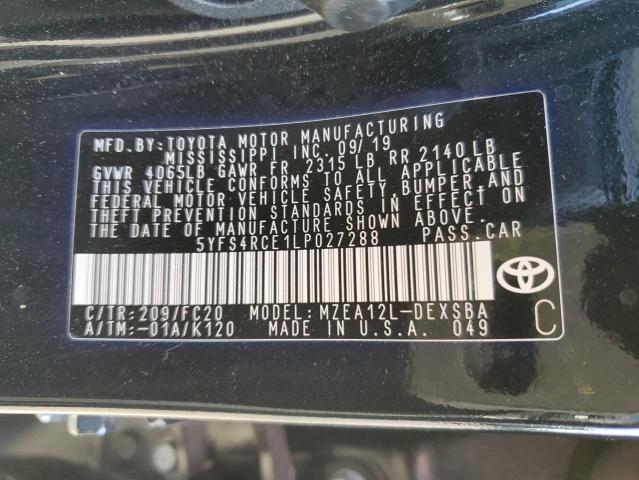 VIN 5YFS4RCE1LP027288 2020 Toyota Corolla, SE no.12