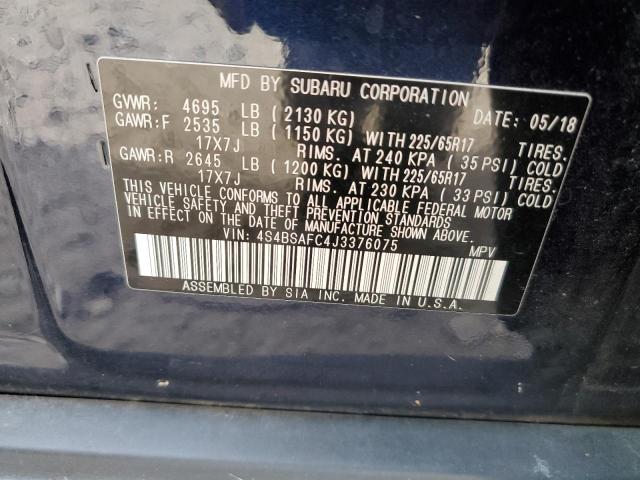 VIN 4S4BSAFC4J3376075 2018 Subaru Outback, 2.5I Pre... no.12