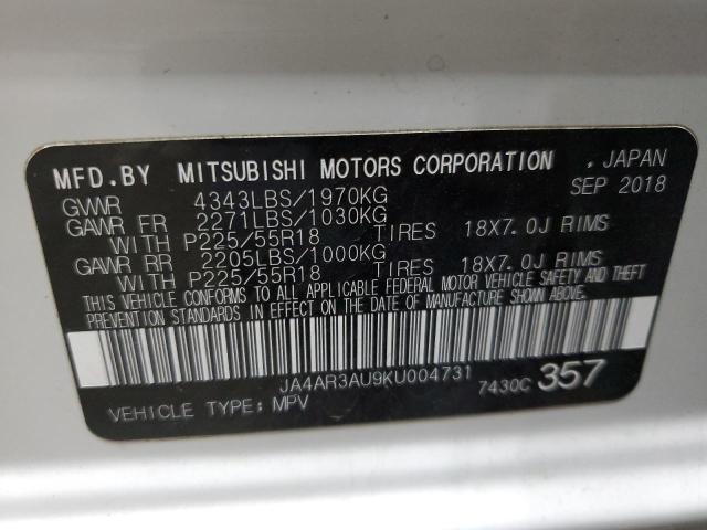 2019 MITSUBISHI OUTLANDER - JA4AR3AU9KU004731