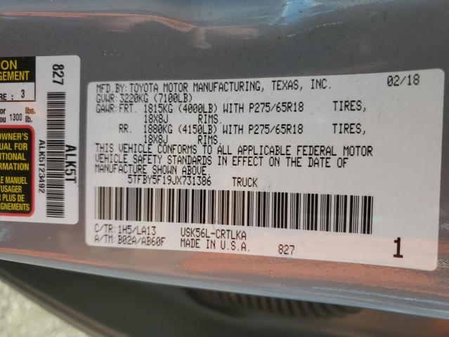 2018 TOYOTA TUNDRA DOU - 5TFBY5F19JX731386